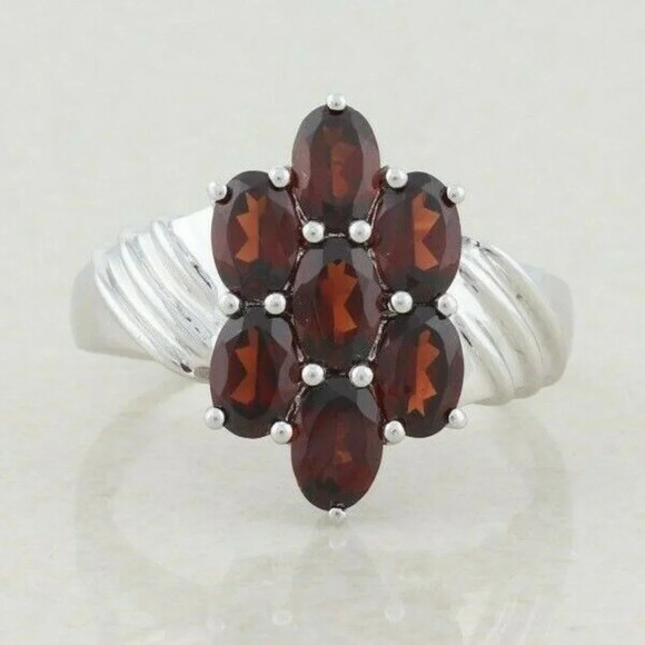Unbranded Jewelry - Sterling Silver Garnet Cluster Ring Size 10 1/2